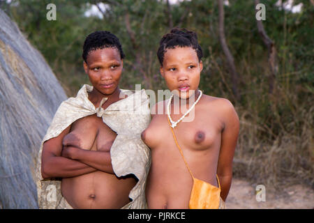 La vie dans un village san en Namibie, Afrique du Sud Banque D'Images