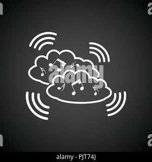 Icône nuage de musique. Fond noir avec blanc. Vector illustration. Illustration de Vecteur