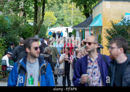 Portmeirion, le Nord du Pays de Galles le 7 septembre 2018 : Festival no 6 est multi-award-winning de la musique, festival des arts et de la culture que tout se déroule dans le beauti Banque D'Images
