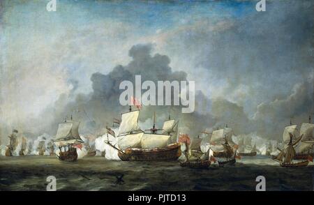 Bataille de Solebay 7 juin 1672 - De Ruyter contre le duc d'York (Willem van de Velde II, 1691). Banque D'Images