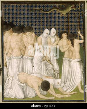 Belles heures jean duc de Berry flagellants. Banque D'Images