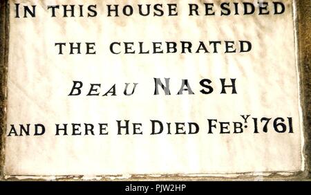 Beau Nash plaque, baignoire. Banque D'Images