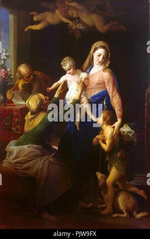 Pompeo Batoni - Sacra Famiglia con i santi Elisabetta e Giovanni Battista (1777). Banque D'Images