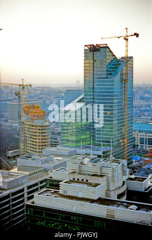 La Tour Dexia à Bruxelles pendant sa construction (Belgique, 14/01/2006) Banque D'Images