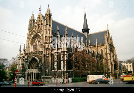 L'église Notre-Dame du Sablon à Bruxelles (Belgique, 05/1993) Banque D'Images