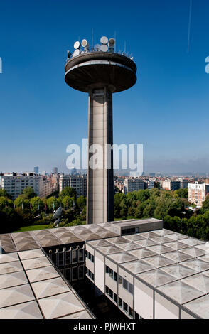 Vue panoramique sur Bruxelles et la VRT / RTBF tower à Schaerbeek (Belgique, 21/09/2010) Banque D'Images