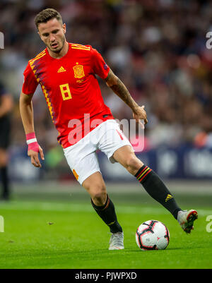 Londres, Royaume-Uni. Le 8 septembre 2018. Saul Niguez de l'Espagne au cours de l'UEFA Ligue Nation, Groupe 4 de la Ligue, un match entre l'Angleterre et l'Espagne au stade de Wembley, Londres, Angleterre le 8 septembre 2018. Sep 8, 2018. Photo par Salvio Calabrese : Crédit7 AFP/ZUMA/Alamy Fil Live News Banque D'Images