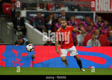 Londres, Royaume-Uni. 05Th Nov, 2018. Dani Carvajal de l'Espagne en action.LIGUE Nations Ligue A, groupe 4 match, l'Angleterre v l'Espagne au stade de Wembley à Londres le samedi 8 septembre 2018. Veuillez noter les images sont pour un usage éditorial uniquement. Photos par Andrew Verger/Alamy live news Crédit : Andrew Orchard la photographie de sport/Alamy Live News Banque D'Images