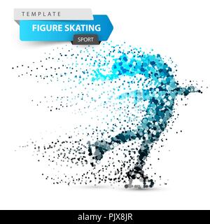 Woman figure skating sur le fond blanc. Illustration de Vecteur