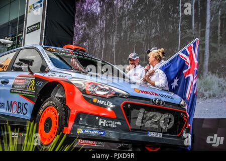 # 20 Dani Sordo (ESP) et co-pilote Marc MARTI (ESP) en voiture les Hyundai Motorsport N Nouvelle i20 sont signalées à l'écart au début de rallye d'Australie,le 14e et dernier tour de la 2016 FIA World Rally Championship. Banque D'Images