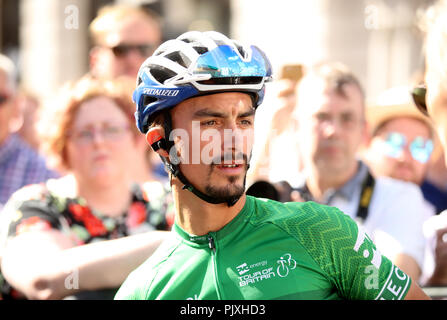 L'équipe Quick Step Julian Alaphilippe avant le début de la phase 8 de l'Ovo Energy Tour of Britain 2018 autour de Londres. Banque D'Images