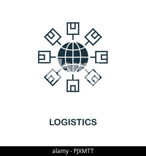 L'icône de la logistique. Design style monochrome de prestation logistique collection. L'ASSURANCE-CHÔMAGE. Pixel simple parfait logistique pictogramme icône. Web design, apps, softw Banque D'Images