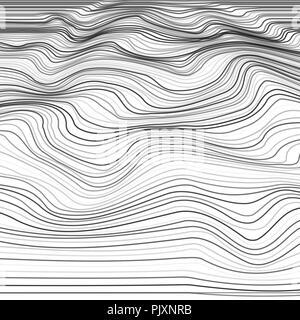 Déformation bande arrière-plan. Texture monochrome ondes déformées. Résumé de la ligne de surface ridée dynamiques. Vector illustration Illustration de Vecteur