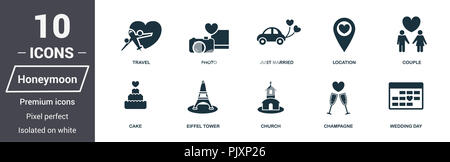 Honeymoon icons set. Symbole de qualité Premium collection. Miel icon set éléments simples. Prêt à utiliser dans la conception de sites web, applications, logiciels, imprimer Banque D'Images