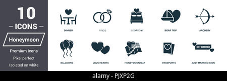 Honeymoon icons set. Symbole de qualité Premium collection. Miel icon set éléments simples. Prêt à utiliser dans la conception de sites web, applications, logiciels, imprimer Banque D'Images