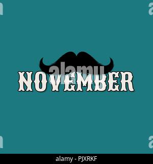 La moustache Novembre Blog Template pour les blogueurs et les médias sociaux. Moustache noire Silhouette. Lettrage rétro à la main avec mot de novembre. Le Cinco de Mayo, moustache Carnival Design. Illustration de Vecteur