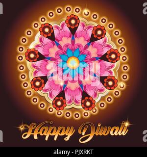 Happy Diwali. Graphique de scénario de Rangoli Indien.Rangoli - un art traditionnel indien de décorer l'entrée d'une maison. Illustration de Vecteur
