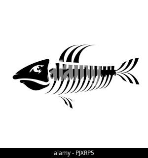 Squelette d'os de poissons symbole. Poissons de mer d'icônes. Banque D'Images