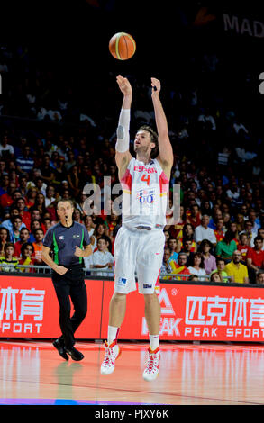 Pau Gasol le tir. L'Équipe nationale de basket-ball de l'Espagne. Coupe du Monde 2014 Banque D'Images