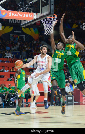 Ricky Rubio (Espagne) contre le Sénégal. Coupe du Monde 2014 de basket-ball Banque D'Images