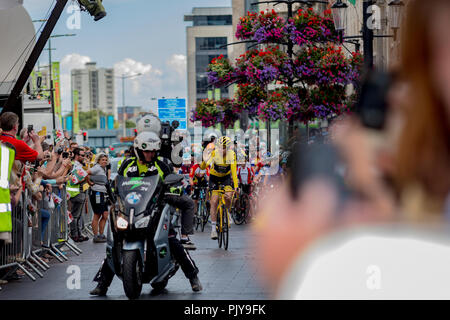 Cardiff, Royaume-Uni. Septembre 2018. Geraint Thomas parcourt la ville de Cardiff à l'occasion de son Tour de France gagner. Banque D'Images