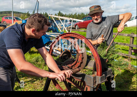 03320 West Cork, Irlande. 9 Septembre, 2018. Dans le cadre de la Sam Maguire week-end, un événement a eu lieu à battage, le Malabracka Sam Maguire Homestead. Démonstration de coupe alimentation des chevaux de Furze étaient Jerry Brennan et Denis Murphy à partir de 6800. Credit : Andy Gibson/Alamy Live News. Banque D'Images