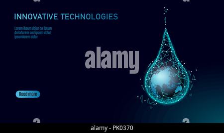 Économiser de l'eau faible concept poly. Planète écologie triangle polygonale Océan mer bannière de sécurité. Goutte d'eau nature environnement global fixe fuite journée mondiale soins vector illustration Illustration de Vecteur