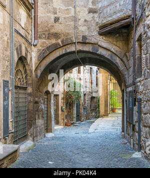 Le pittoresque quartier médiéval de San Pellegrino à Viterbe, Latium, Italie centrale. Banque D'Images