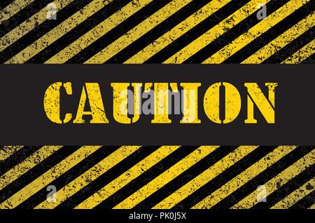 Grunge background avec des rayures jaunes et noires et la prudence du texte sur milieu Illustration de Vecteur