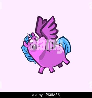 Image vectorielle d'une licorne avec des ailes dans un style de jeu Illustration de Vecteur