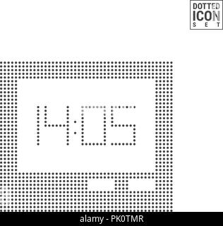 Réveil numérique point Motif Icône. Radio-réveil Icône pointillée isolé sur fond blanc. Modèle de conception ou d'illustration vectorielle. Peut être utilisé pour la publicité, l'interface utilisateur Web et mobile. Illustration de Vecteur