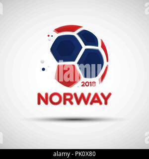 Championnat de Football bannière. Pavillon de la Norvège. Illustration Vecteur de résumé ballon de soccer avec les couleurs du drapeau national norvégien pour votre conception Illustration de Vecteur