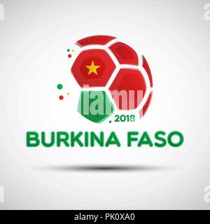 Championnat de Football bannière. Drapeau du Burkina Faso. Illustration Vecteur de résumé ballon de soccer avec le Burkina Faso les couleurs du drapeau national pour votre conception Illustration de Vecteur