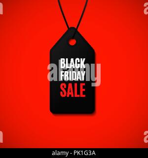 Vendredi noir simple bannière avec tag et la vente d'information texte Illustration de Vecteur