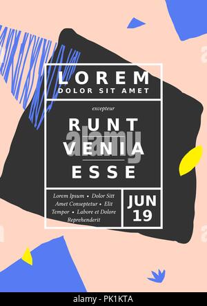 Abstract design avec violet, jaune et gris foncé formes géométriques sur fond rose pastel. La musique moderne et élégant/art event poster avec place pour Illustration de Vecteur