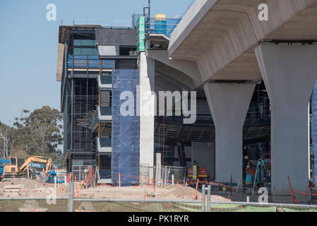 Août 2018 Kellyville (Sydney) , la construction de la ligne ferroviaire du métro de Sydney est actuellement sur le budget et en avance sur le calendrier Banque D'Images