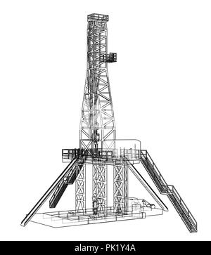 Concept de plate-forme pétrolière. Le rendu 3D de vecteur Illustration de Vecteur