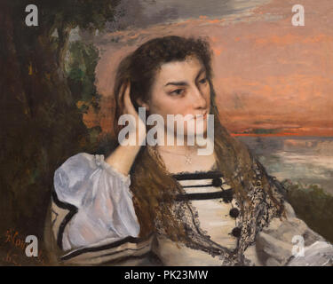 Reverie, Portrait de Gabrielle Borreau, Gustave Courbet, 1862, Art Institute of Chicago, Chicago, Illinois, USA, Amérique du Nord, Banque D'Images