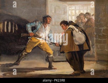 Le Frère Pedro offre des chaussures pour El Maragato et se prépare à mettre de côté son arme, Francisco Goya, vers 1806, l'Art Institute of Chicago, Chicago, Illinois, Banque D'Images