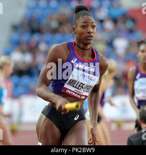 Ostrava, République tchèque. Sep 9, 2018. Shaunae Miller-Uibo Sprinter (Équipe Amériques ; Bahamas) en compétition lors de la Coupe Continentale de l'IAAF Ostrava 2018, à Ostrava, en République tchèque, le dimanche 9 septembre 2018. Crédit : Petr Sznapka/CTK Photo/Alamy Live News Banque D'Images