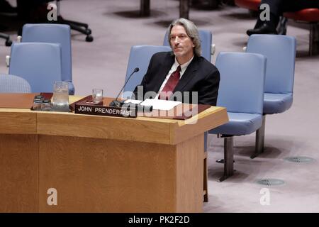 Organisation des Nations Unies, New York, USA, 10 Septembre, 2018 - activiste des droits de l'homme John Prendergast lors d'une réunion du Conseil de sécurité sur la corruption aujourd'hui au siège des Nations Unies à New York. Photo : Luiz Rampelotto/EuropaNewswire dans le monde d'utilisation | Banque D'Images