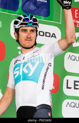 Londres, Royaume-Uni. 9 Septembre, 2018. L'équipe Sky's Geraint Thomas, vainqueur du Tour de France, est présenté avant la 77km London (Etape 8) l'Énergie de l'OVO Tour of Britain cycliste. Credit : Mark Kerrison/Alamy Live News Banque D'Images