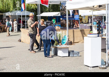 Les gens à naviguer sur le marché des potiers de Raeren - 24e marché de la céramique à Raeren Euregio sur 8ème/9ème de septembre 2018 - Raeren, Belgique, Europe Banque D'Images