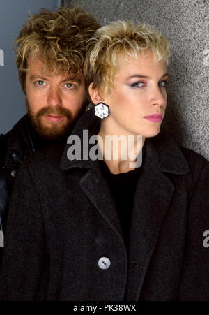 La musique britannique duo Eurythmics (Annie Lennox et David A. Stewart). Dans le monde d'utilisation | Banque D'Images