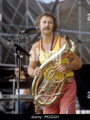 Hans-Jürgen Buchner (Haindling) sur 26.07.1986 dans Burglengenfeld. Dans le monde d'utilisation | Banque D'Images