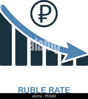 Ruble diminution de taux icône graphique. Schéma de conception style monochrome collection. L'ASSURANCE-CHÔMAGE. Pixel simple parfait rouble pictogramme diminution de taux icône graphique Illustration de Vecteur