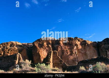 Ruines Anasazi de Hungo Pavi, Chaco Canyon, non excavés, Nouveau Mexique. Photographie Banque D'Images