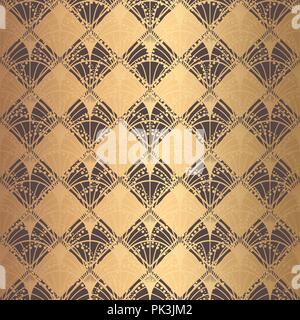 Motif Art Déco irrégulières Golden Background Scales Illustration de Vecteur