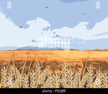 Vecteur de champ de blé l'arrière-plan. Belle Illustration de Vecteur