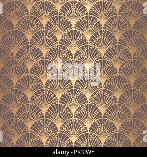 Motif Art Déco irrégulières Golden Background Scales Illustration de Vecteur